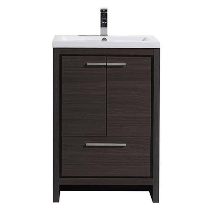 Amara 24&quot; Dark Gray Oak Freestanding Vanity With Single Reinforced White Acrylic Sink