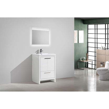 Amara 24&quot; High Gloss White Freestanding Vanity With Single Reinforced White Acrylic Sink