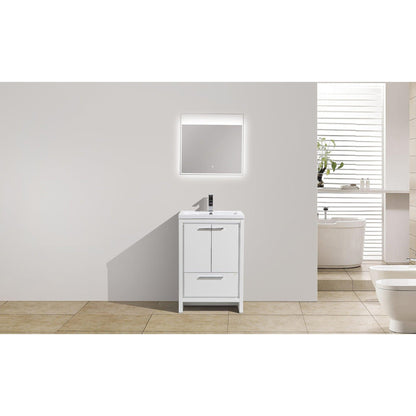 Amara 24&quot; High Gloss White Freestanding Vanity With Single Reinforced White Acrylic Sink