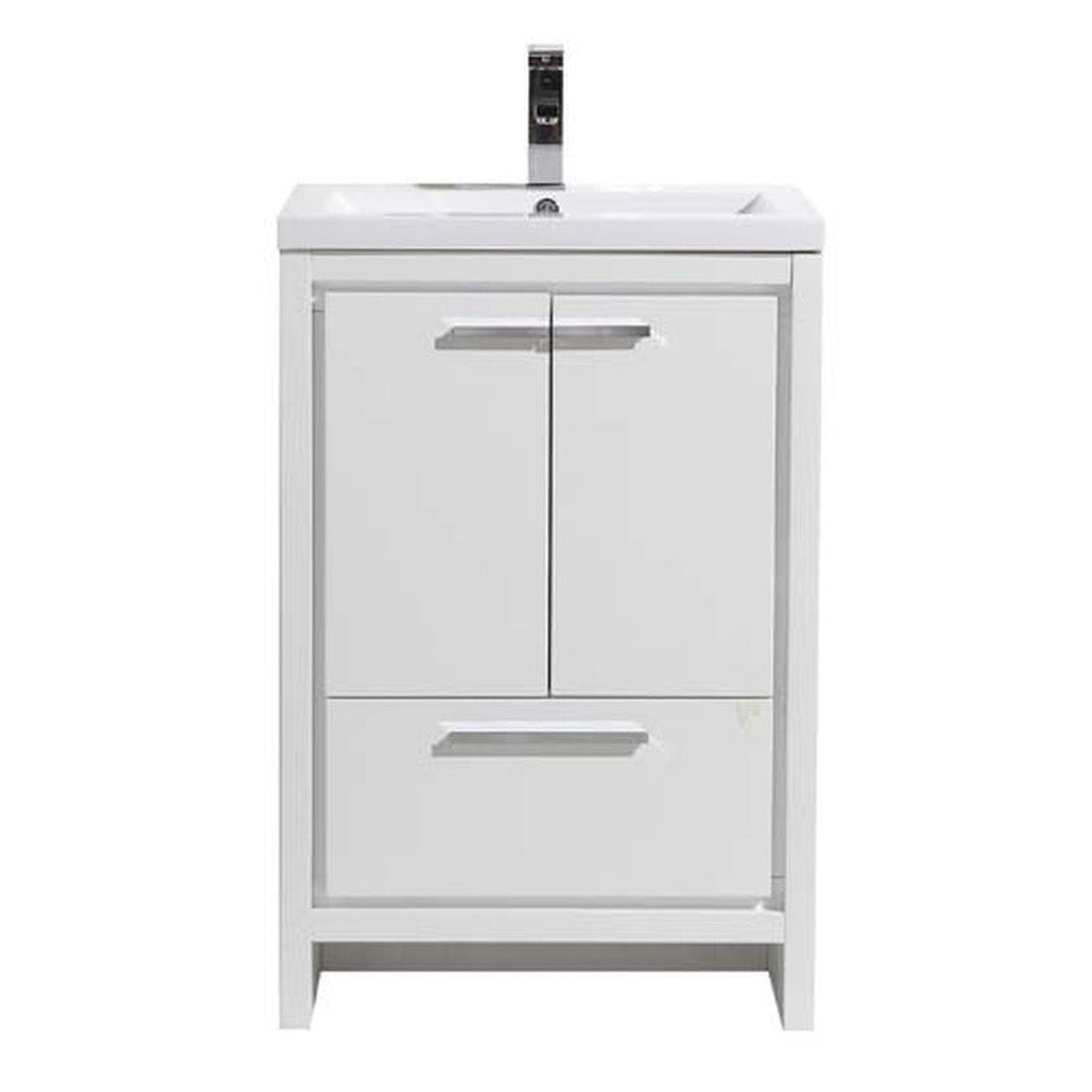 Amara 24&quot; High Gloss White Freestanding Vanity With Single Reinforced White Acrylic Sink