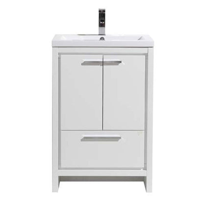 Amara 24&quot; High Gloss White Freestanding Vanity With Single Reinforced White Acrylic Sink