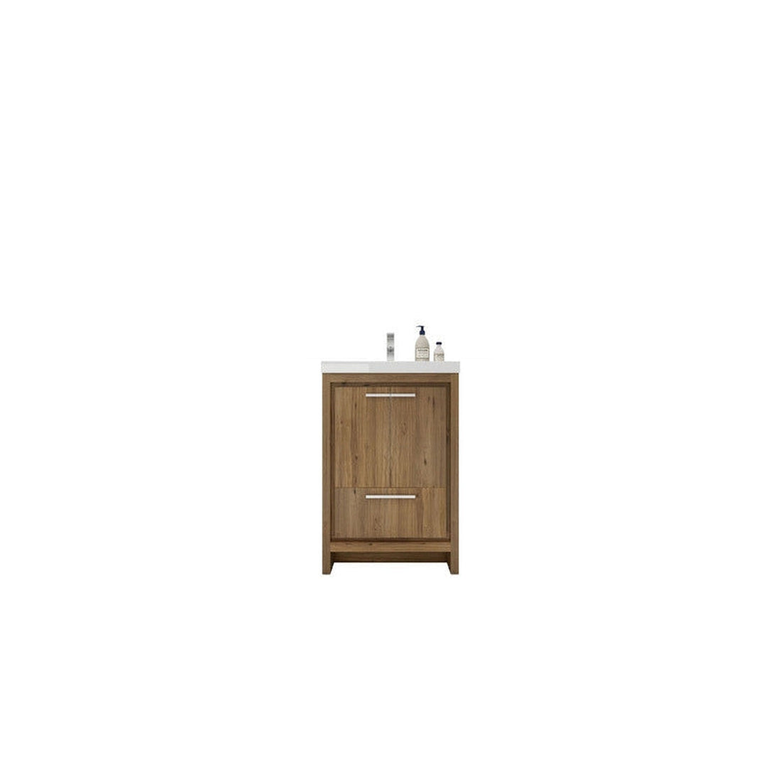 Amara 24&quot; Natural Oak Freestanding Vanity With Single Reinforced White Acrylic Sink