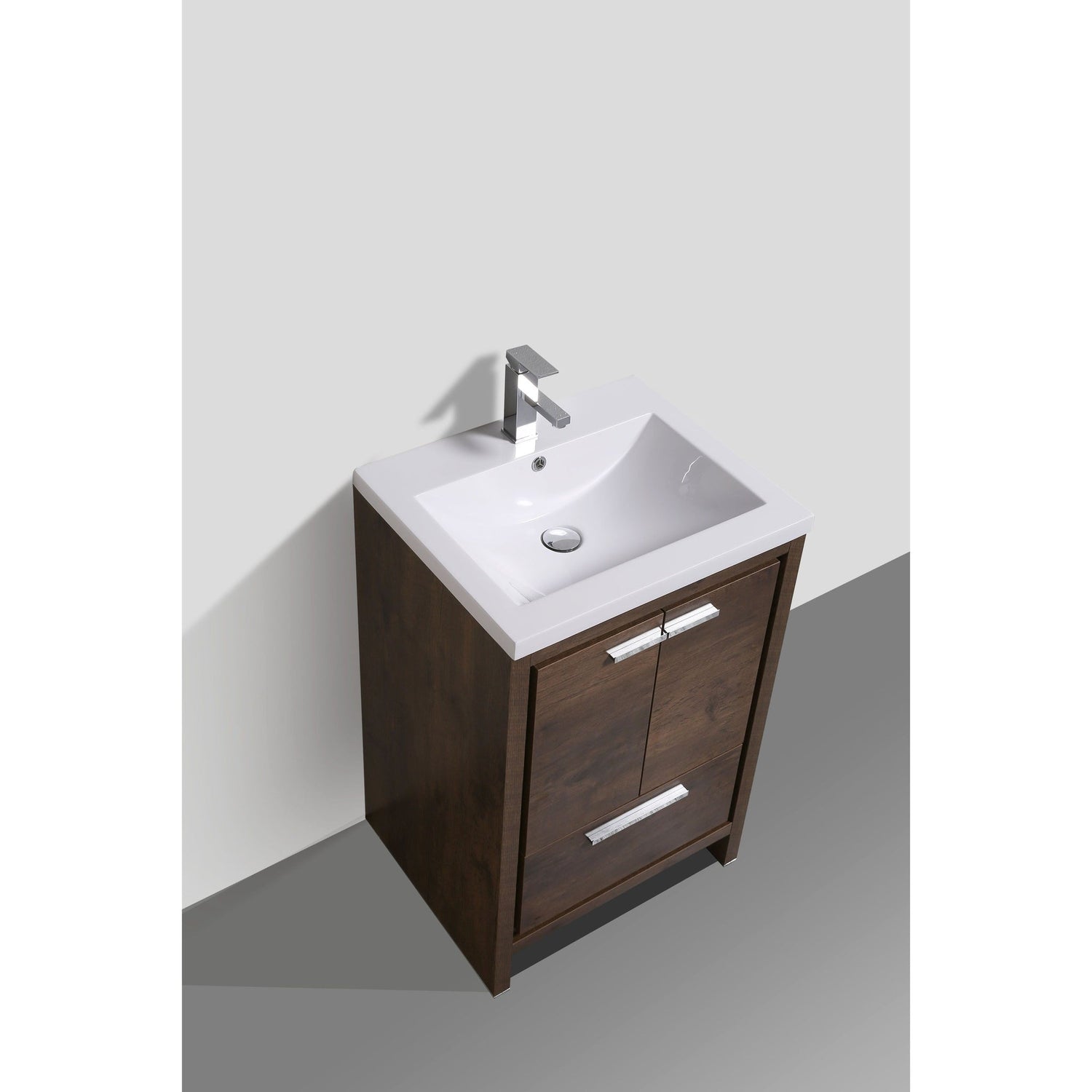 Amara 24&quot; Rosewood Freestanding Vanity With Single Reinforced White Acrylic Sink