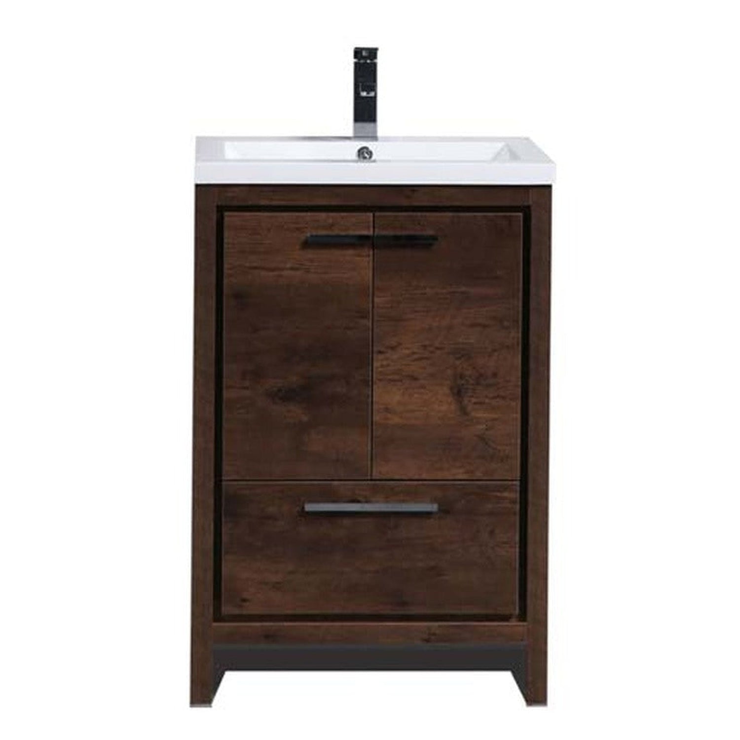 Amara 24&quot; Rosewood Freestanding Vanity With Single Reinforced White Acrylic Sink