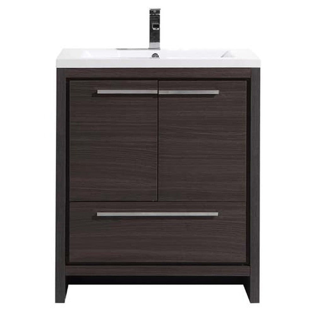 Amara 30&quot; Dark Gray Oak Freestanding Vanity With Single Reinforced White Acrylic Sink