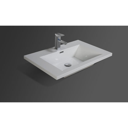 Amara 30&quot; High Gloss Ash Gray Freestanding Vanity With Single Reinforced White Acrylic Sink