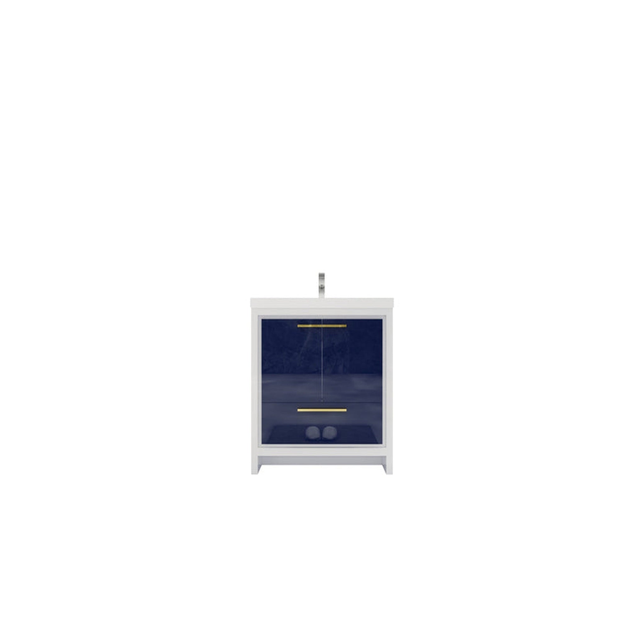 Amara 30&quot; High Gloss Night Blue Freestanding Vanity With Single Reinforced White Acrylic Sink