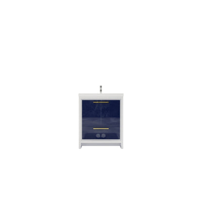 Amara 30&quot; High Gloss Night Blue Freestanding Vanity With Single Reinforced White Acrylic Sink