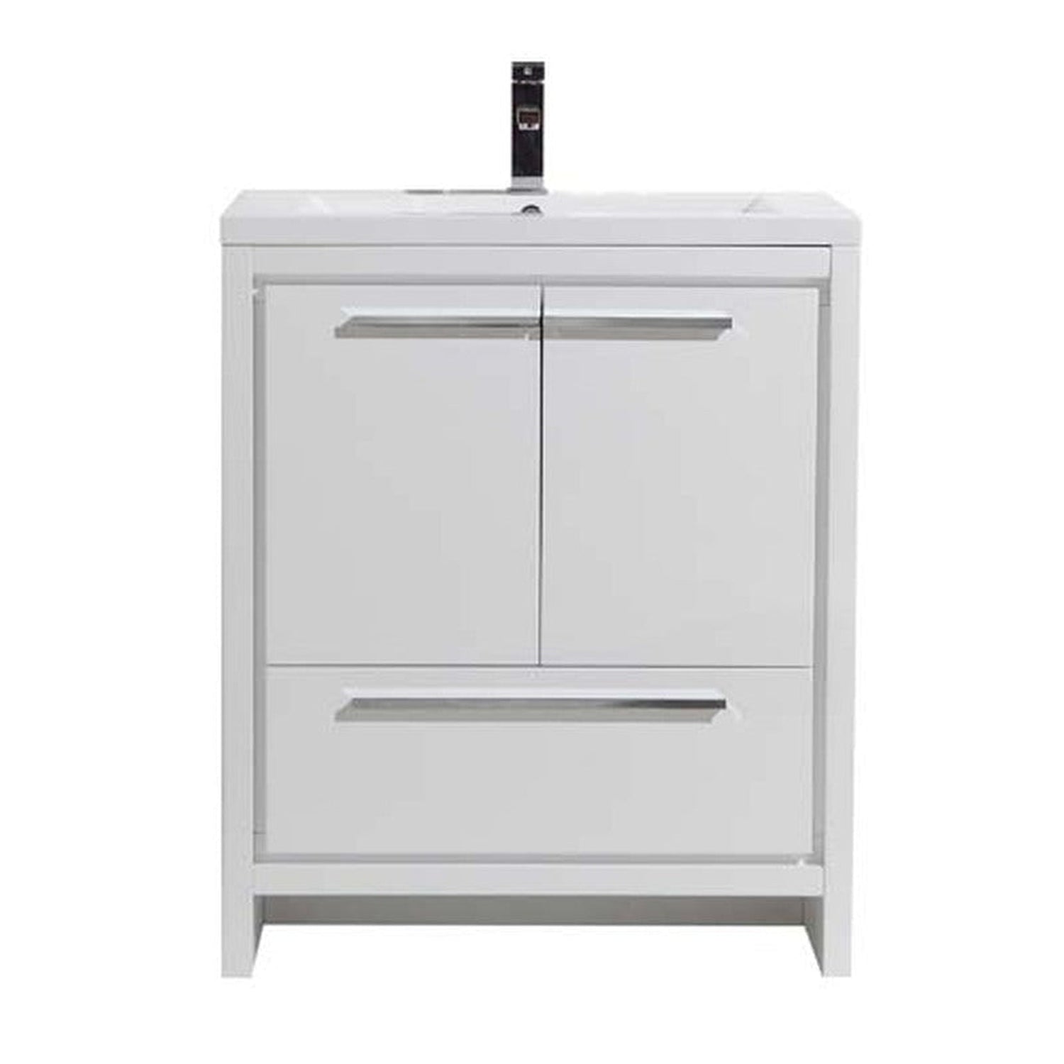 Amara 30&quot; High Gloss White Freestanding Vanity With Single Reinforced White Acrylic Sink