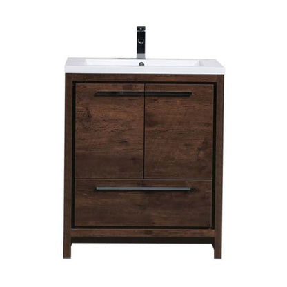 Amara 30&quot; Rosewood Freestanding Vanity With Single Reinforced White Acrylic Sink