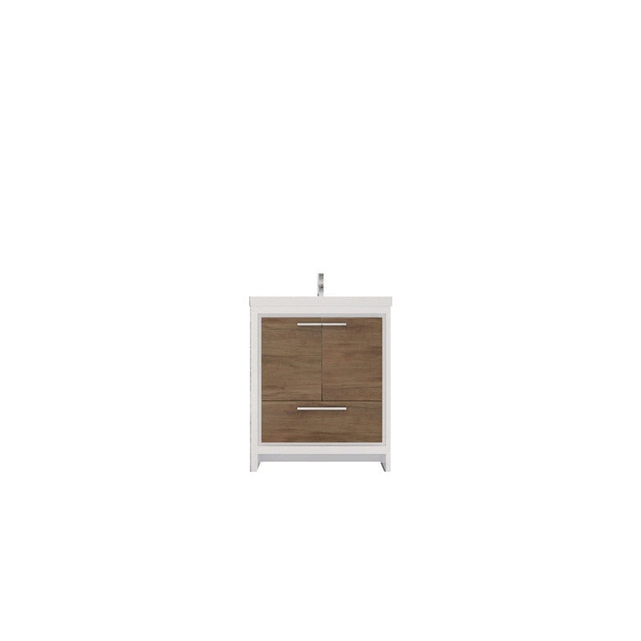 Amara 30&quot; White Oak Freestanding Vanity With Single Reinforced White Acrylic Sink