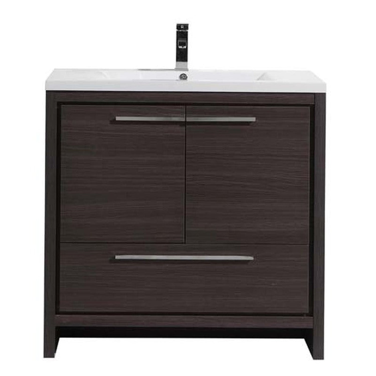 Amara 36&quot; Dark Gray Oak Freestanding Vanity With Single Reinforced White Acrylic Sink