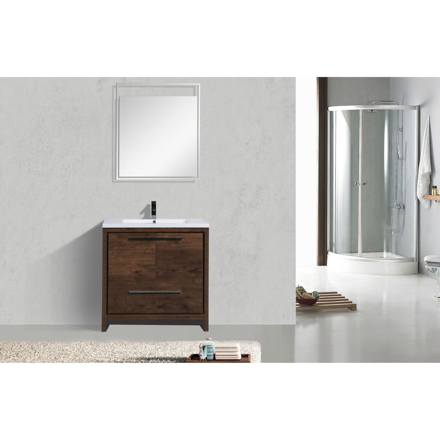 Amara 36&quot; Rosewood Freestanding Vanity With Single Reinforced White Acrylic Sink