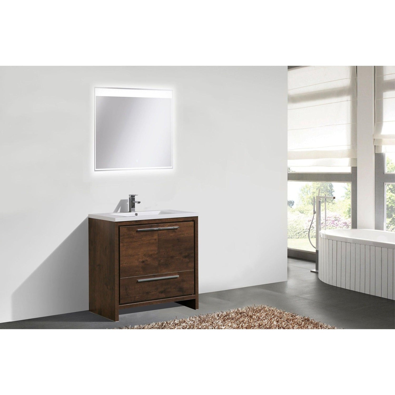 Amara 36&quot; Rosewood Freestanding Vanity With Single Reinforced White Acrylic Sink