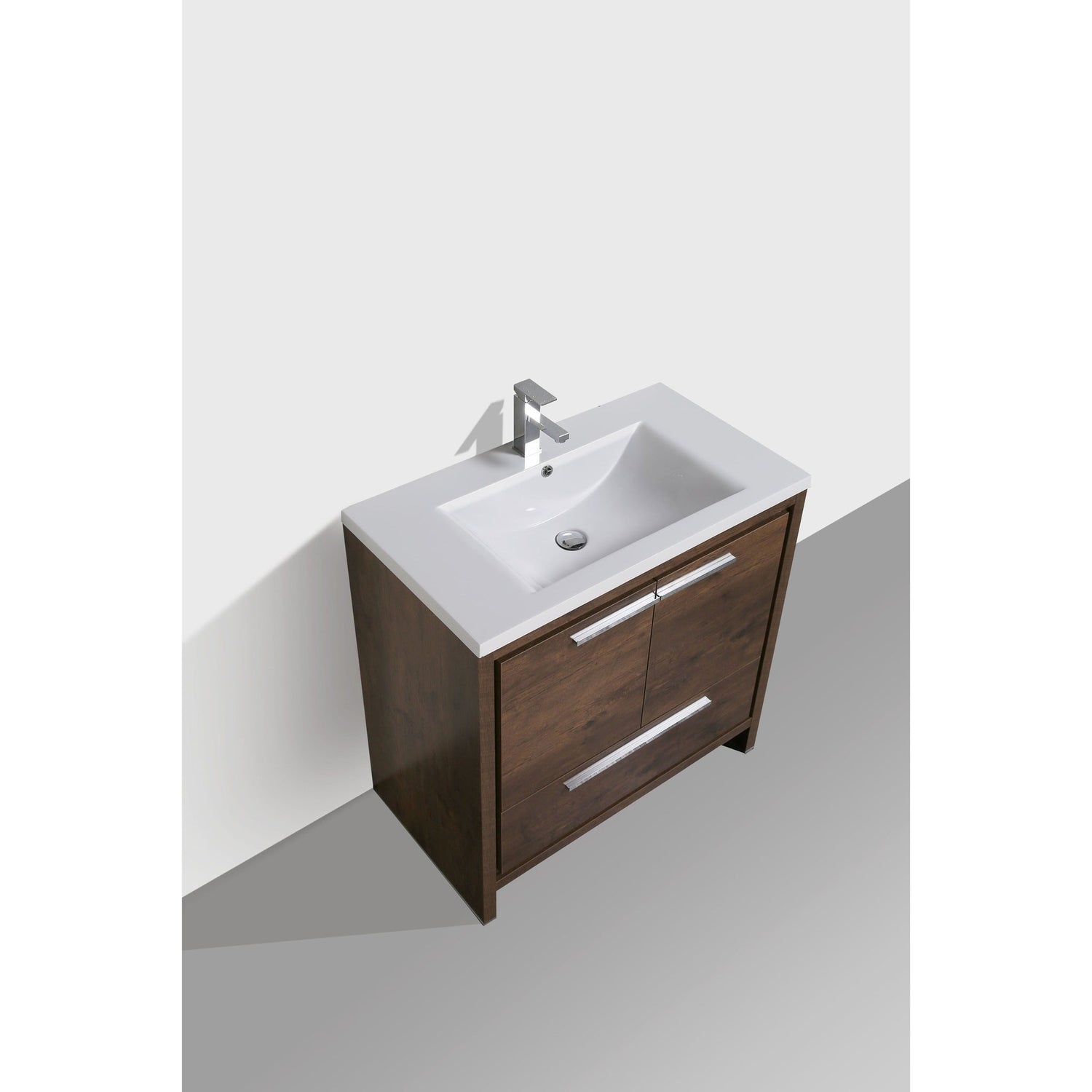 Amara 36&quot; Rosewood Freestanding Vanity With Single Reinforced White Acrylic Sink