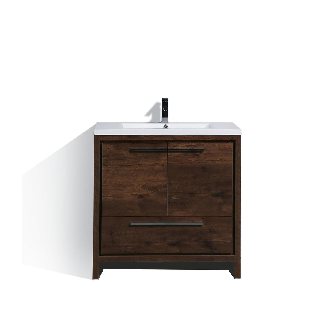 Amara 36&quot; Rosewood Freestanding Vanity With Single Reinforced White Acrylic Sink