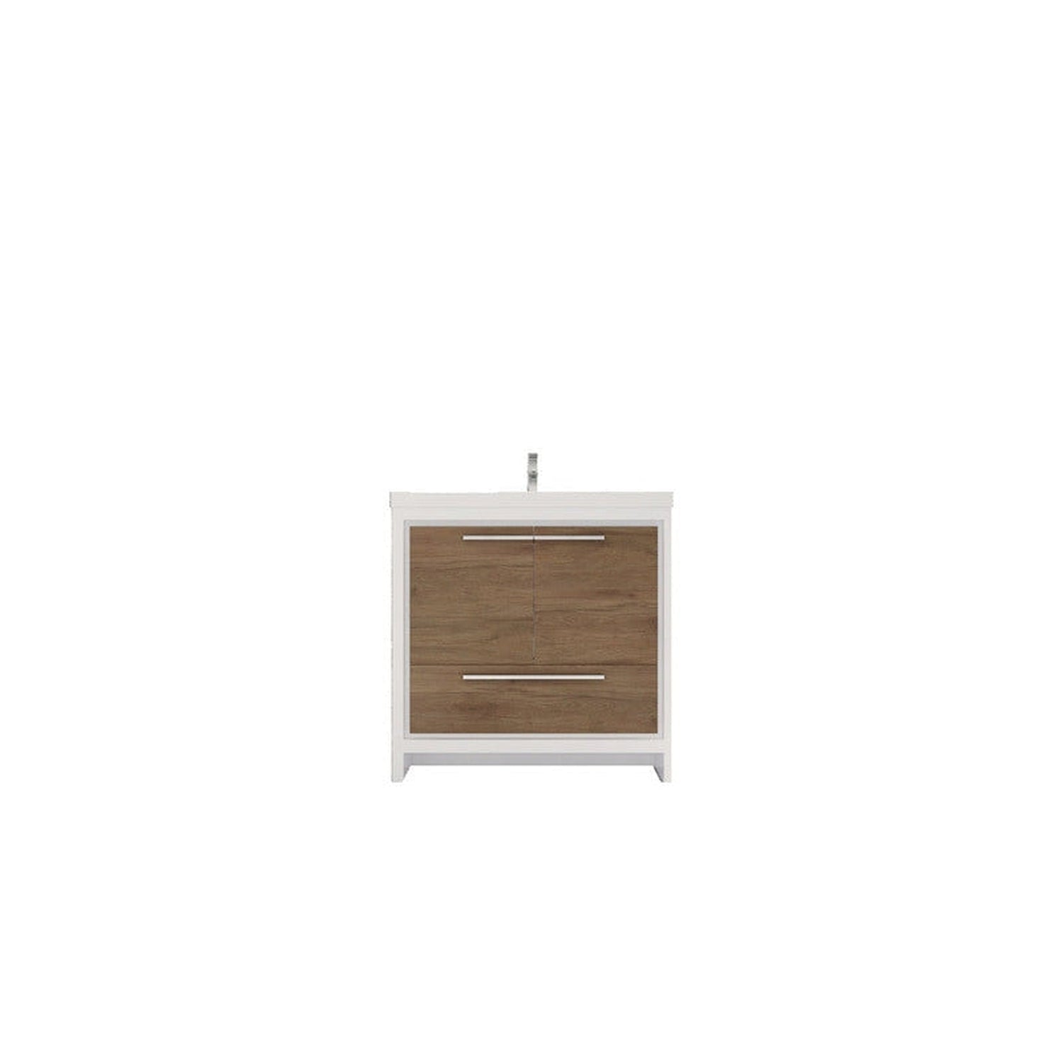 Amara 36&quot; White Oak Freestanding Vanity With Single Reinforced White Acrylic Sink