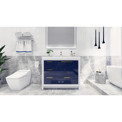 Amara 42&quot; High Gloss Night Blue Freestanding Vanity With Left Side Drawers and Single Reinforced White Acrylic Sink