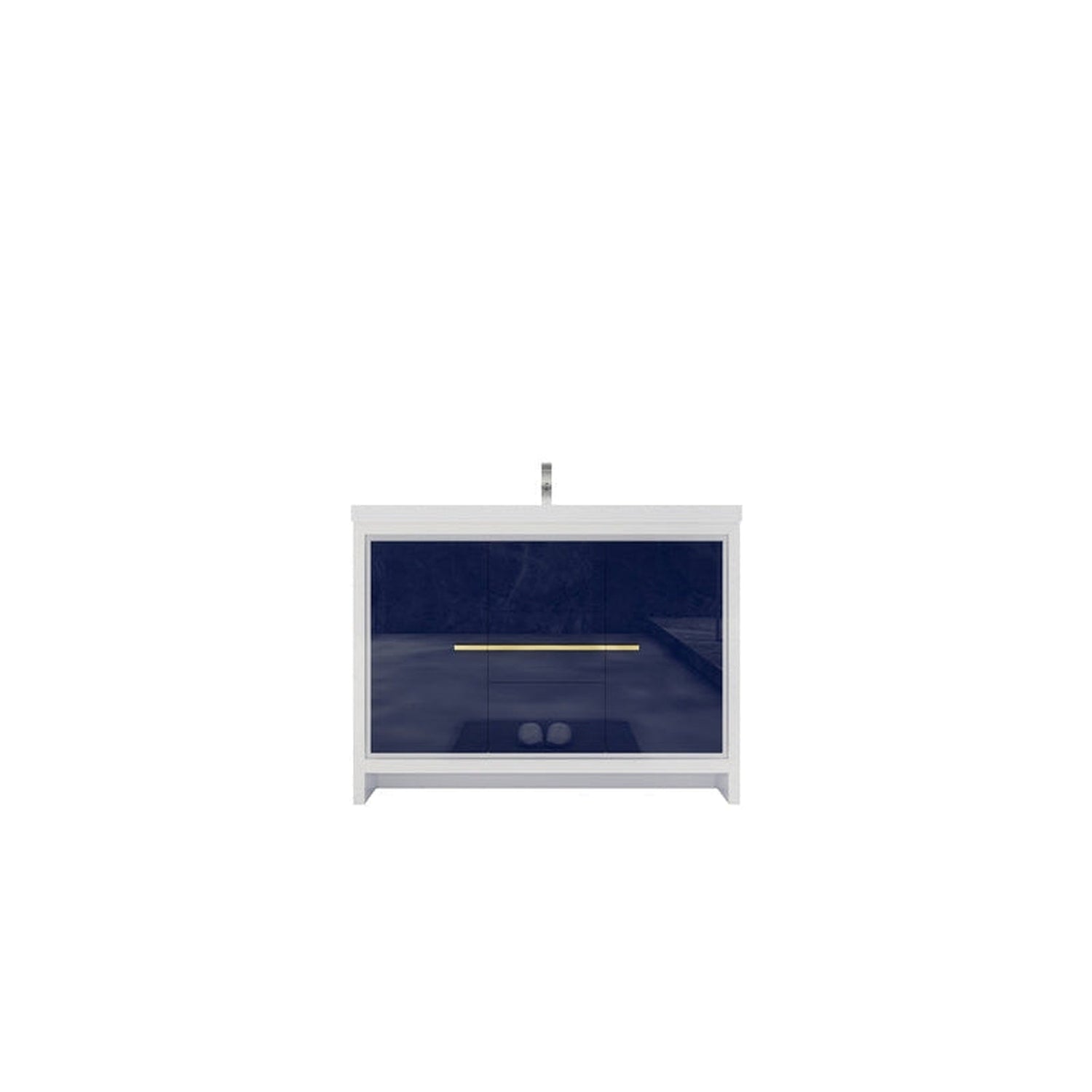 Amara 48&quot; High Gloss Night Blue Freestanding Vanity With Single Reinforced White Acrylic Sink