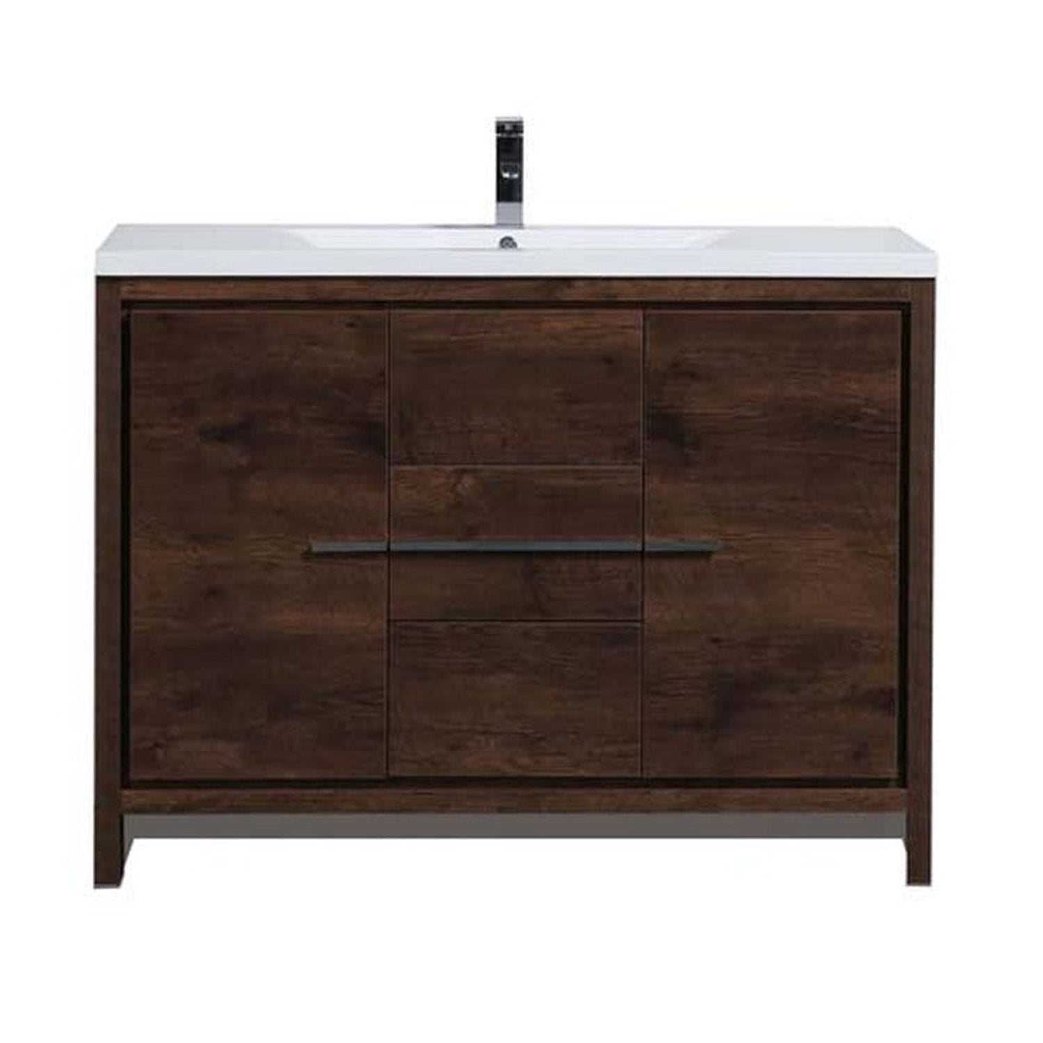 Amara 48&quot; Rosewood Freestanding Vanity With Single Reinforced White Acrylic Sink