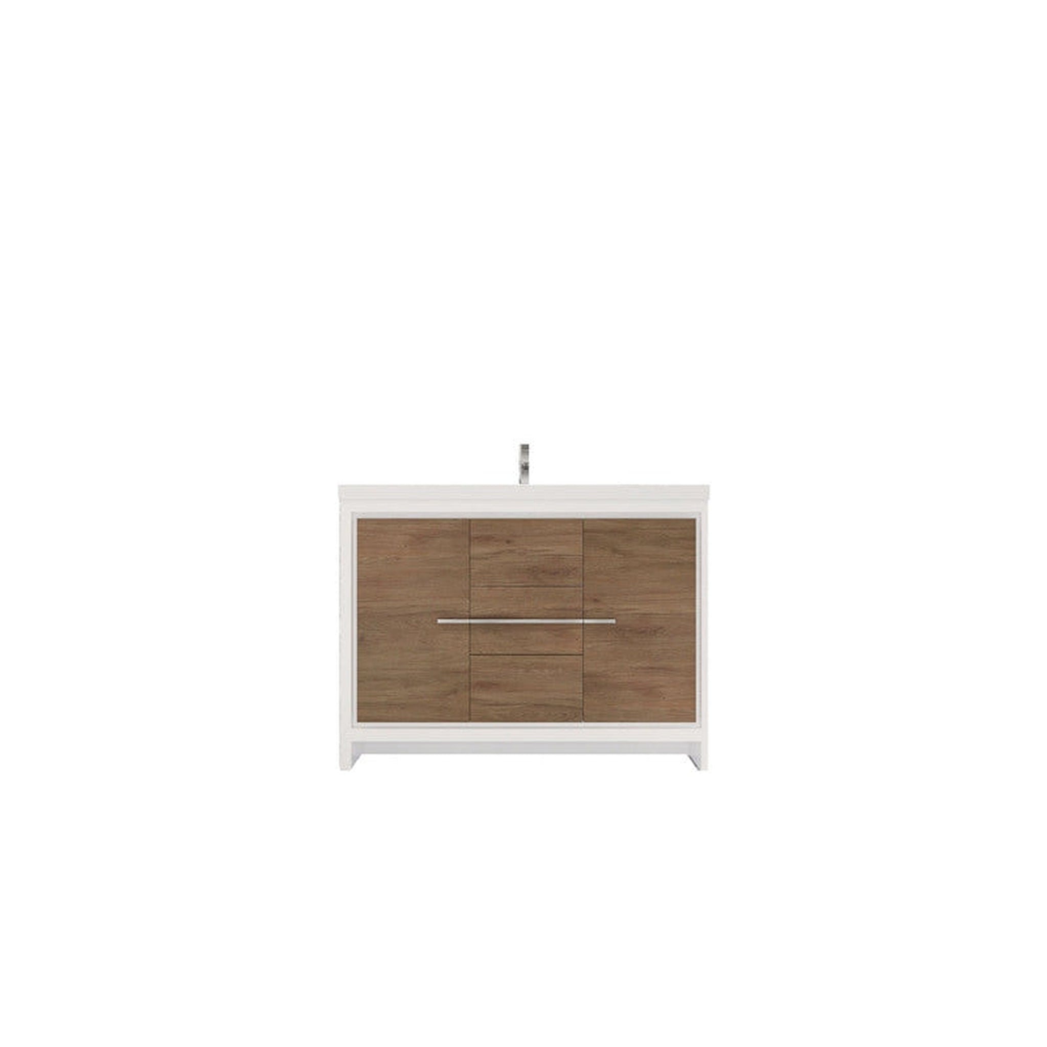 Amara 48&quot; White Oak Freestanding Vanity With Single Reinforced White Acrylic Sink