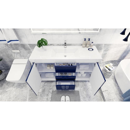 Amara 60&quot; High Gloss Night Blue Freestanding Vanity With Single Reinforced White Acrylic Sink