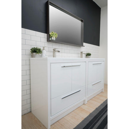 Amara 72&quot; High Gloss White Freestanding Vanity With Double Reinforced White Acrylic Sinks