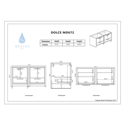 Amara 72&quot; High Gloss White Freestanding Vanity With Double Reinforced White Acrylic Sinks