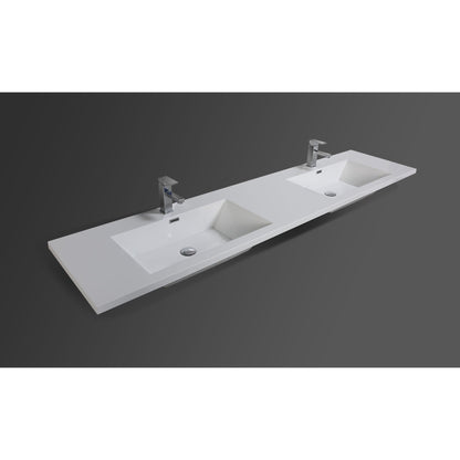 Amara 84&quot; Dark Gray Oak Freestanding Vanity With Double Reinforced White Acrylic Sinks