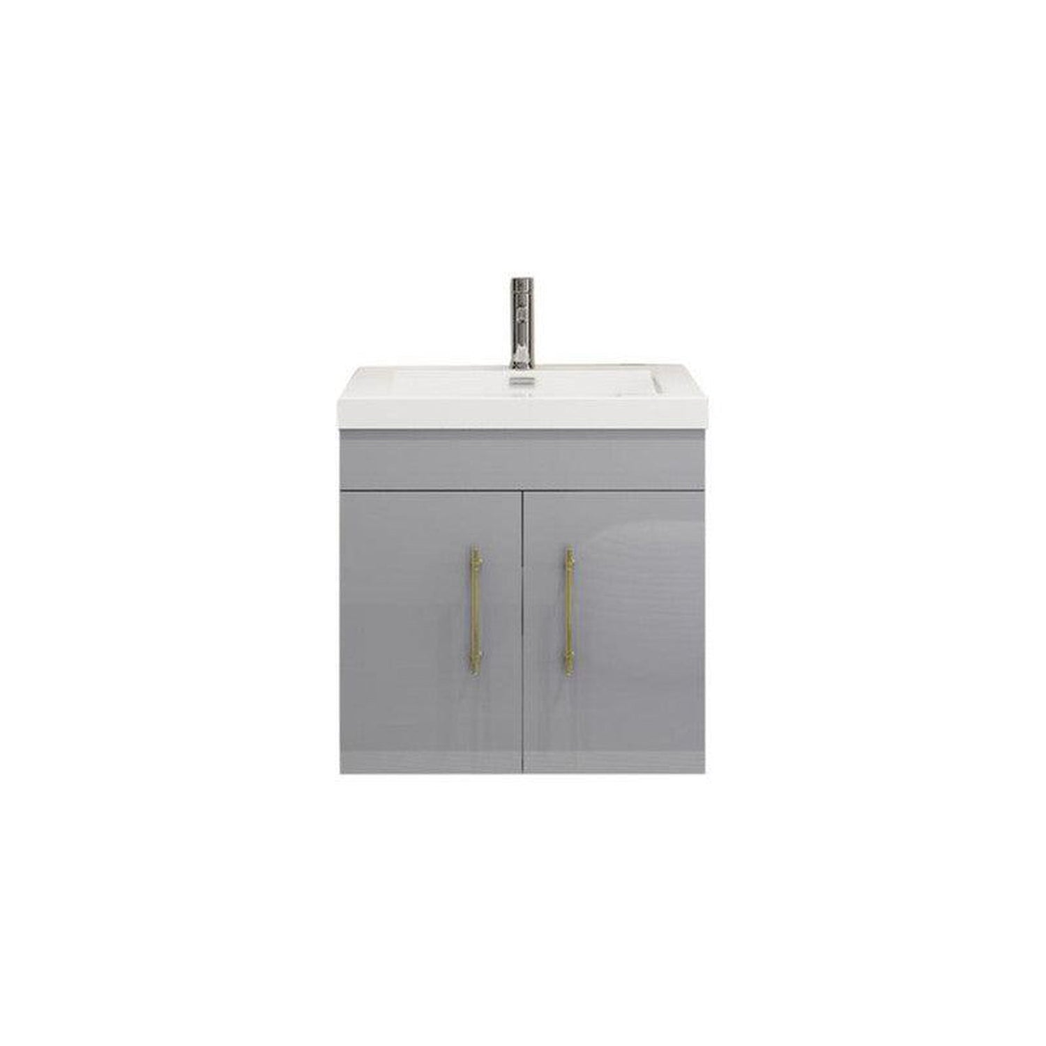 Elara 24&quot; High Gloss Gray Wall-Mounted Vanity With Single Reinforced White Acrylic Sink