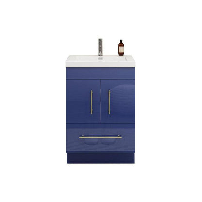 Elara 24&quot; High Gloss Night Blue Freestanding Vanity With Single Reinforced White Acrylic Sink