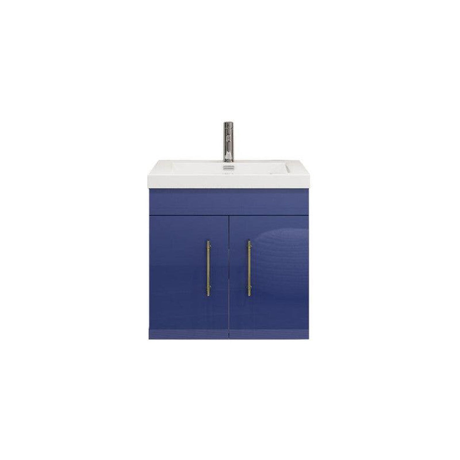 Elara 24&quot; High Gloss Night Blue Wall-Mounted Vanity With Single Reinforced White Acrylic Sink