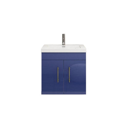 Elara 24&quot; High Gloss Night Blue Wall-Mounted Vanity With Single Reinforced White Acrylic Sink