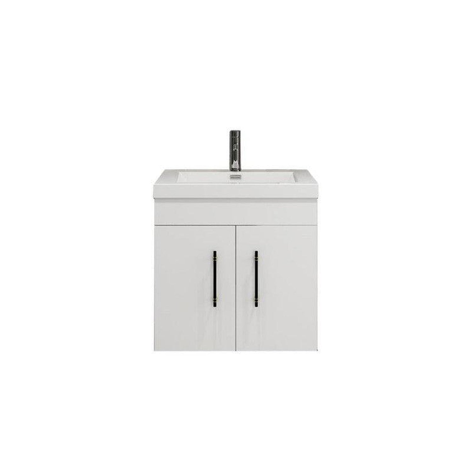 Elara 24&quot; High Gloss White Wall-Mounted Vanity With Single Reinforced White Acrylic Sink