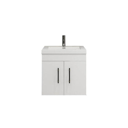 Elara 24&quot; High Gloss White Wall-Mounted Vanity With Single Reinforced White Acrylic Sink