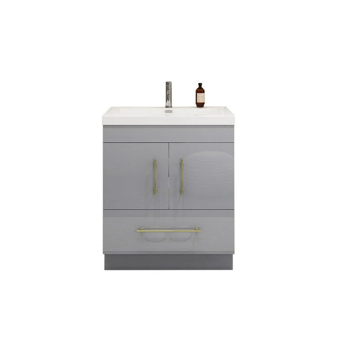 Elara 30&quot; High Gloss Gray Freestanding Vanity With Single Reinforced White Acrylic Sink