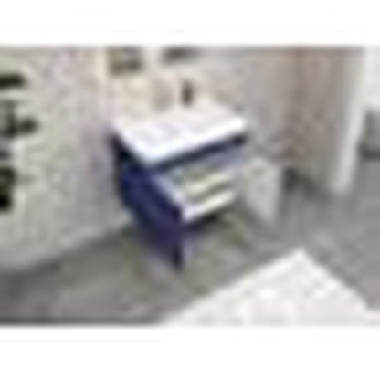 Elara 30&quot; High Gloss Night Blue Wall-Mounted Vanity With Single Reinforced White Acrylic Sink