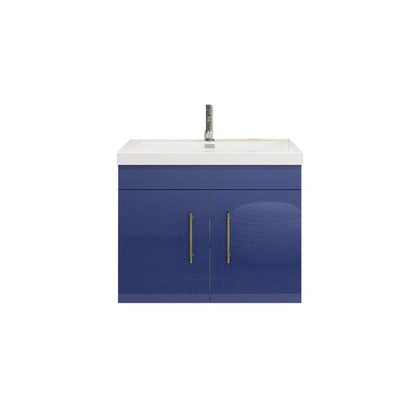 Elara 30&quot; High Gloss Night Blue Wall-Mounted Vanity With Single Reinforced White Acrylic Sink