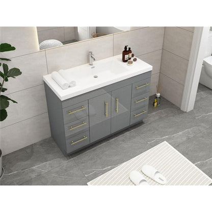 Elara 48&quot; High Gloss Gray Freestanding Vanity With Single Reinforced White Acrylic Sink