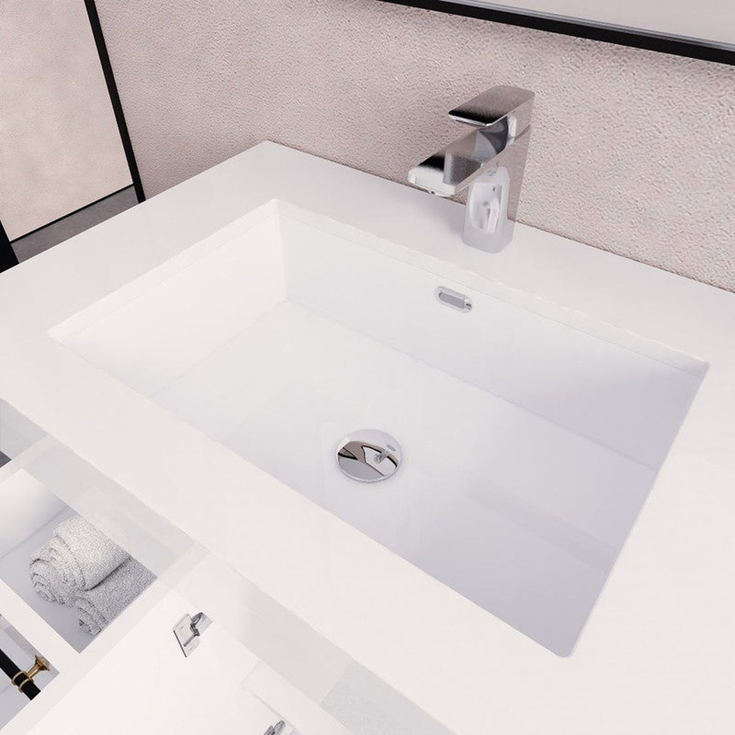 Elara 60&quot; High Gloss White Freestanding Vanity With Single Reinforced White Acrylic Left Side Sink