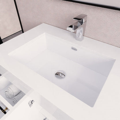 Elara 60&quot; High Gloss White Freestanding Vanity With Single Reinforced White Acrylic Left Side Sink