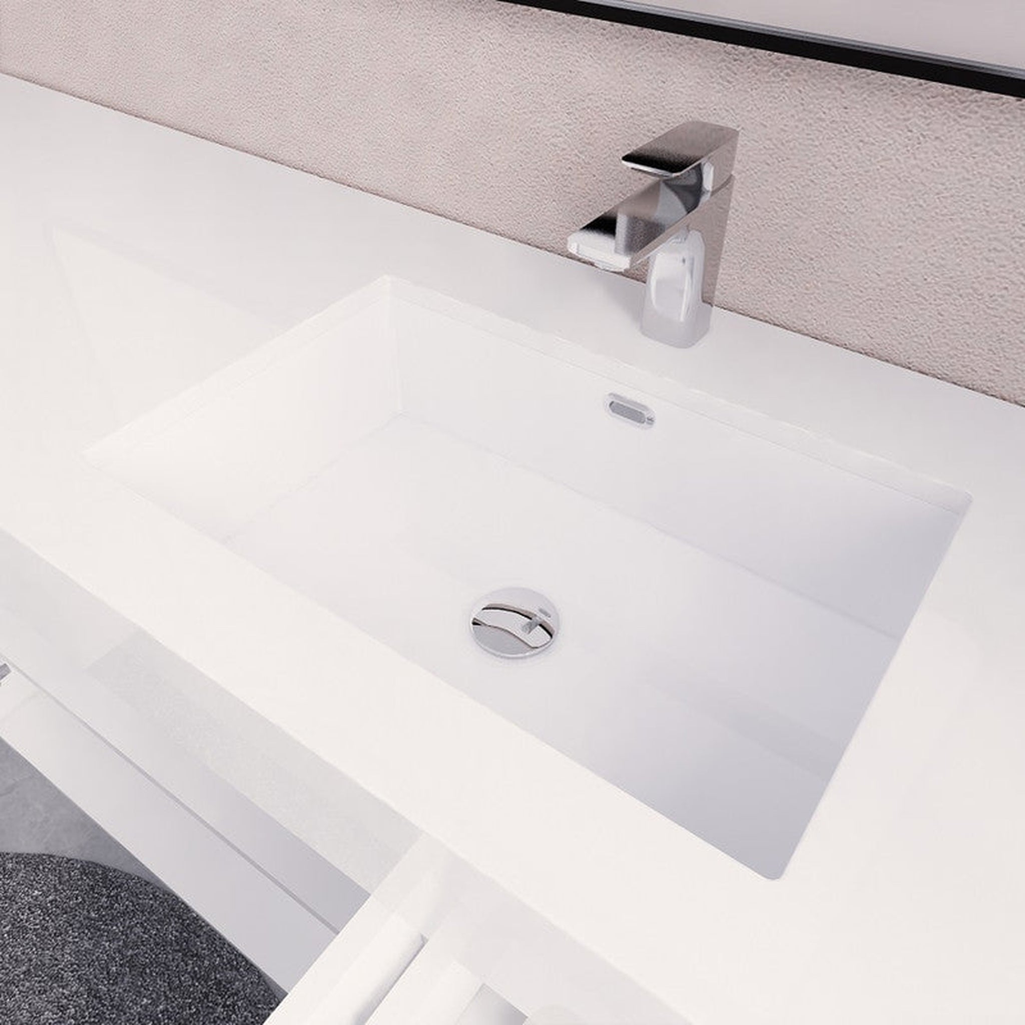 Elara 60&quot; High Gloss White Freestanding Vanity With Single Reinforced White Acrylic Right Side Sink