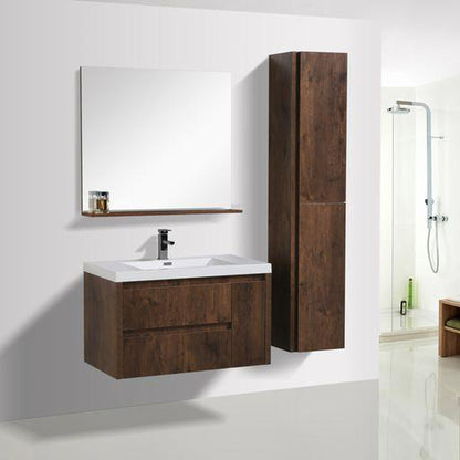 Emerald 36&quot; Rosewood Wall-Mounted Vanity With Single Reinforced White Acrylic Sink