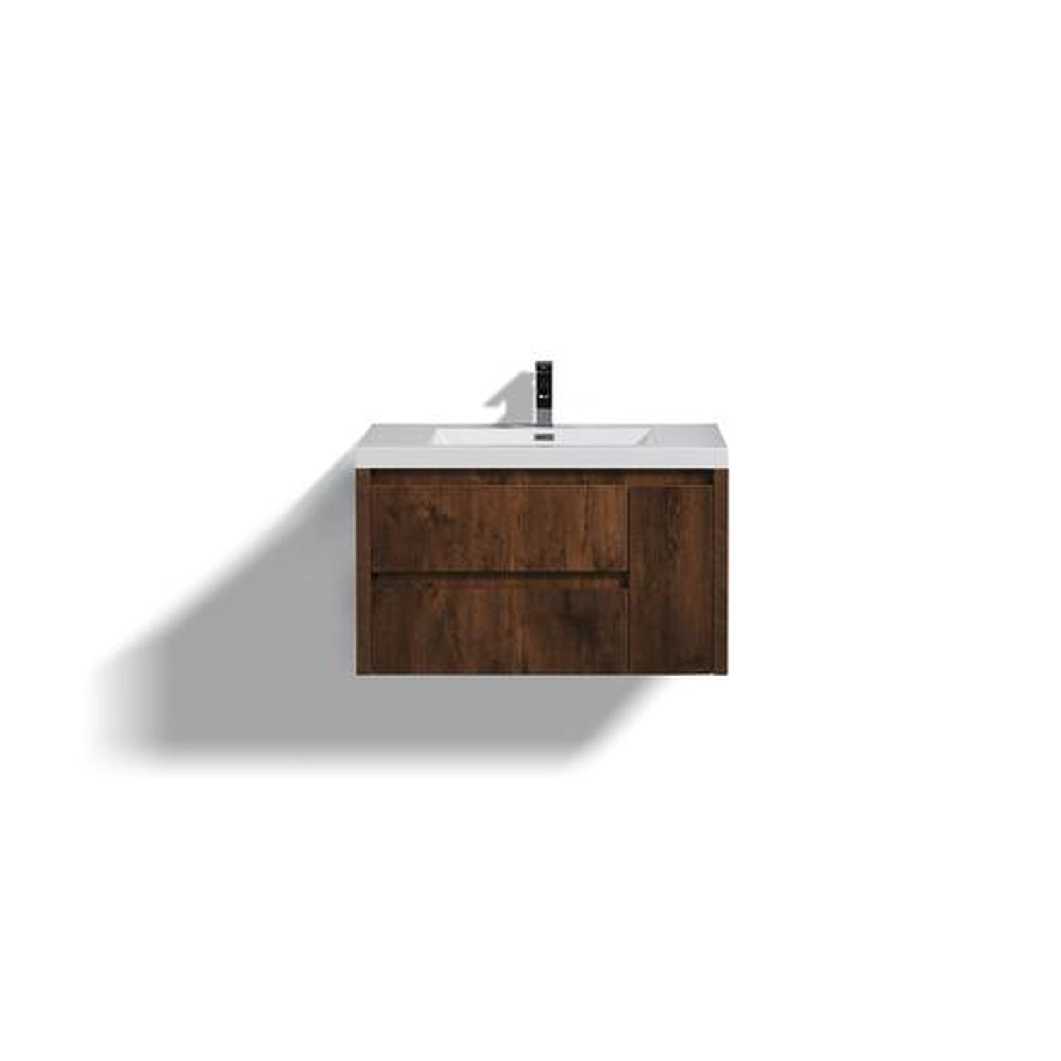 Emerald 36&quot; Rosewood Wall-Mounted Vanity With Single Reinforced White Acrylic Sink