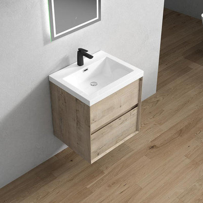 Noble 24&quot; Light Oak Wall-Mounted Vanity With Single Reinforced White Acrylic Sink