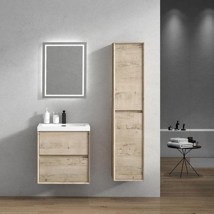 Noble 24&quot; Light Oak Wall-Mounted Vanity With Single Reinforced White Acrylic Sink