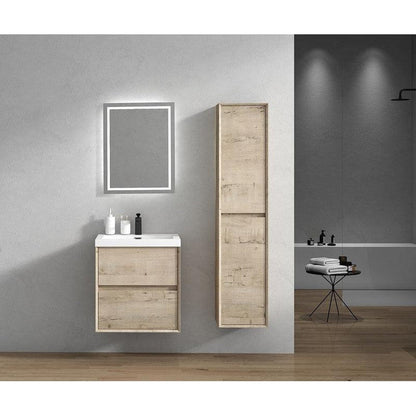 Noble 24&quot; Light Oak Wall-Mounted Vanity With Single Reinforced White Acrylic Sink