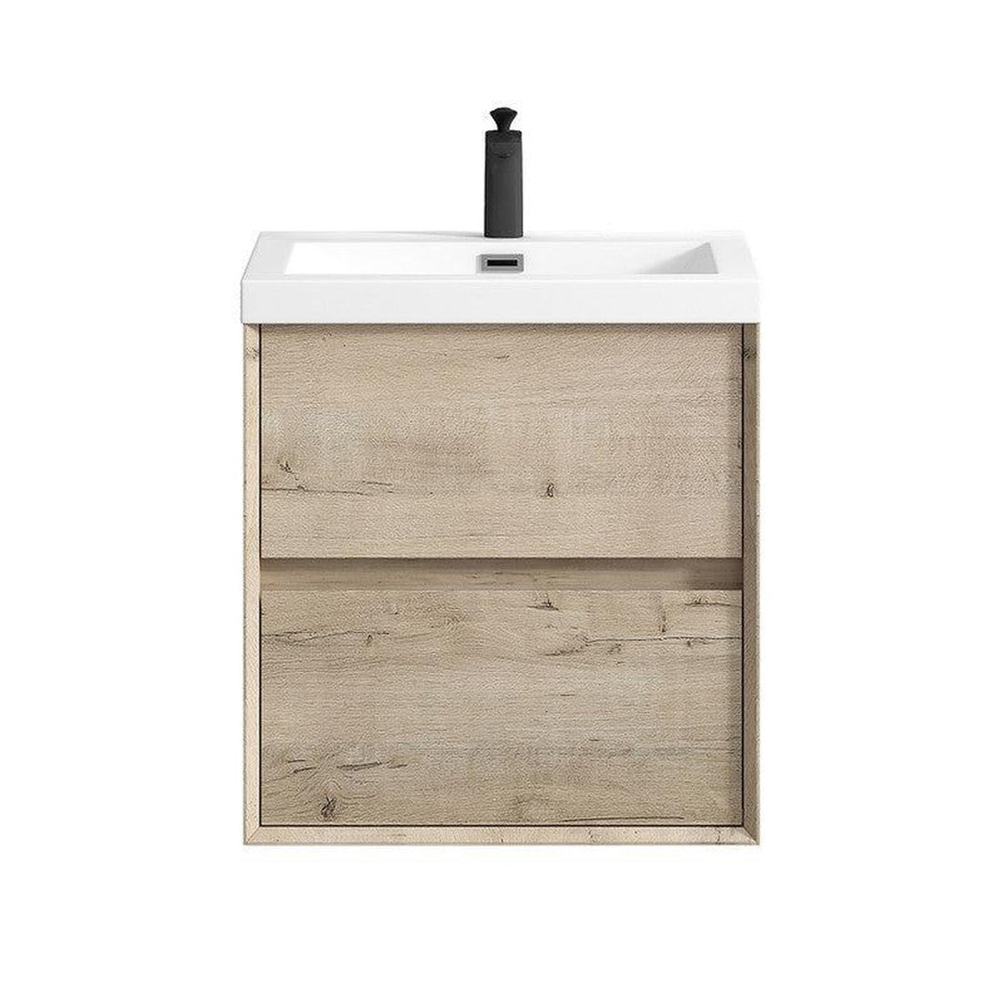 Noble 24&quot; Light Oak Wall-Mounted Vanity With Single Reinforced White Acrylic Sink