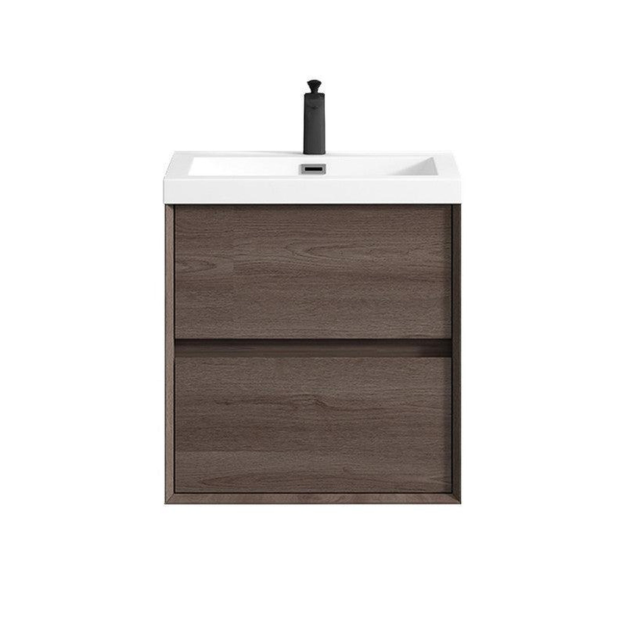 Noble 24&quot; Red Oak Wall-Mounted Vanity With Single Reinforced White Acrylic Sink