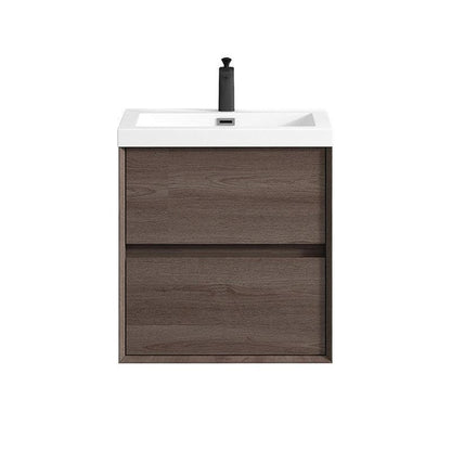 Noble 24&quot; Red Oak Wall-Mounted Vanity With Single Reinforced White Acrylic Sink